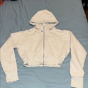 Gray Cropped Hoodie
